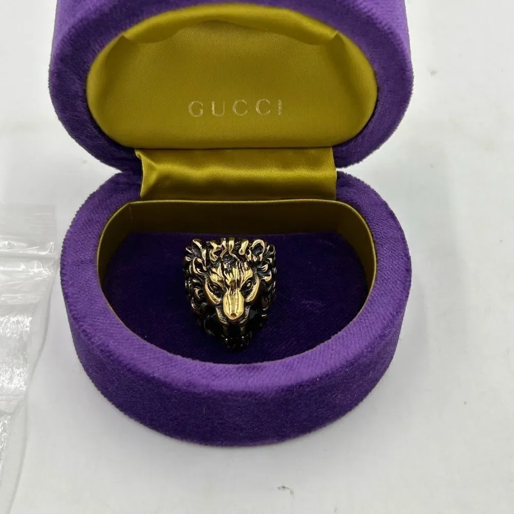 Men’s Gucci iconic Lionhead ring size 10 made in Italy